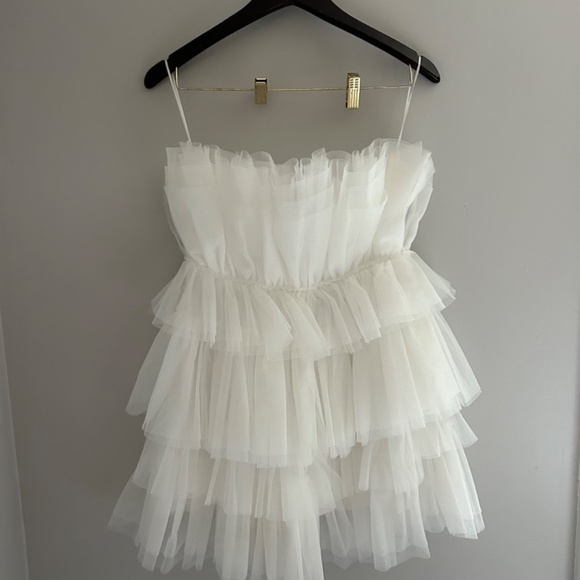 NWT Tulle White Bridal Bachelorette Graduation Dress - Picture 4 of 5